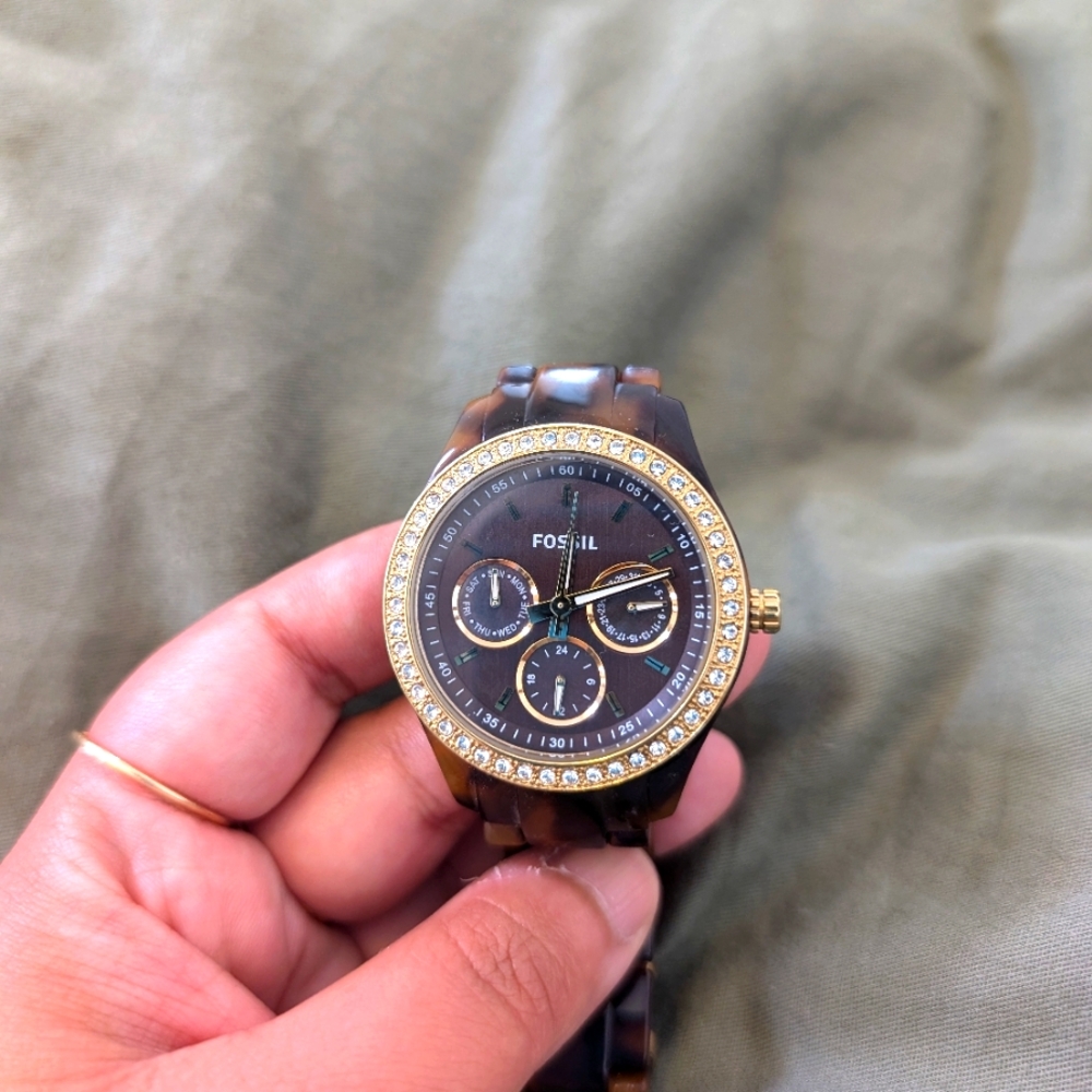 EUC Fossil tortoise shell watch